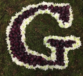 Large 24 x 24 inch initial G funeral tribute. 