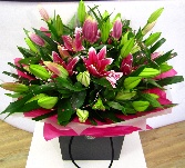 Luxury bouquet of fresh pink lilys. 